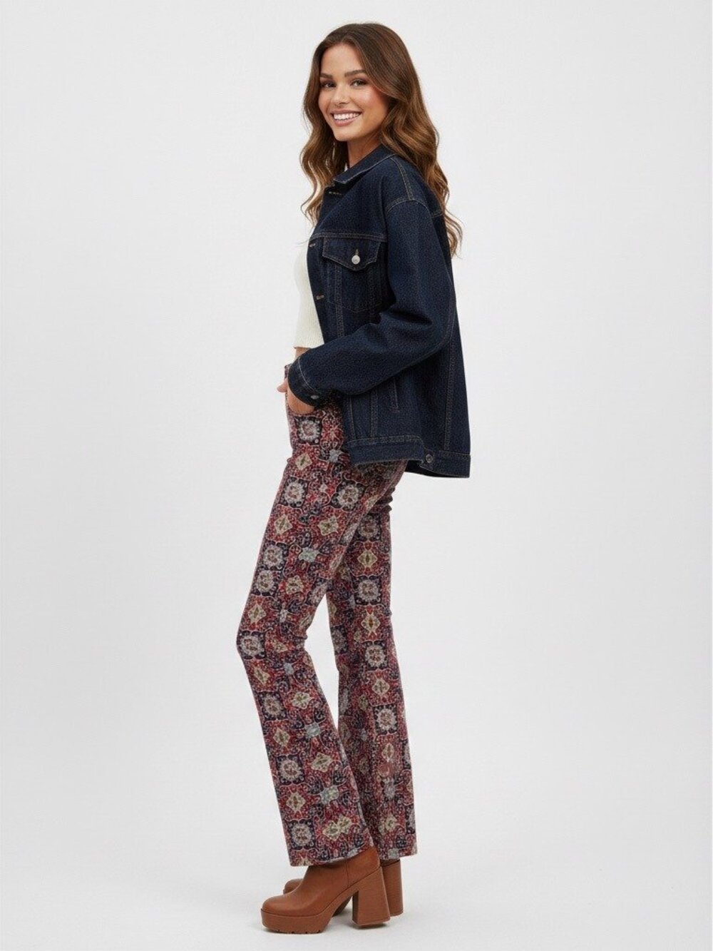 VTG NWT Tommy Hilfiger Paisley Floral Wide Leg Corduroy Jeans | Boho Grunge Y2K - Picture 8 of 16